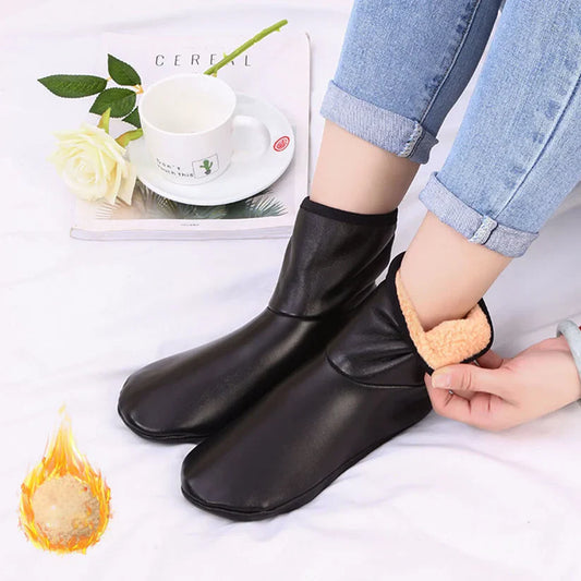 Pair of Winter Warm Leather Thermal Boot Slipper Indoor House Soft Non-Slip Socks